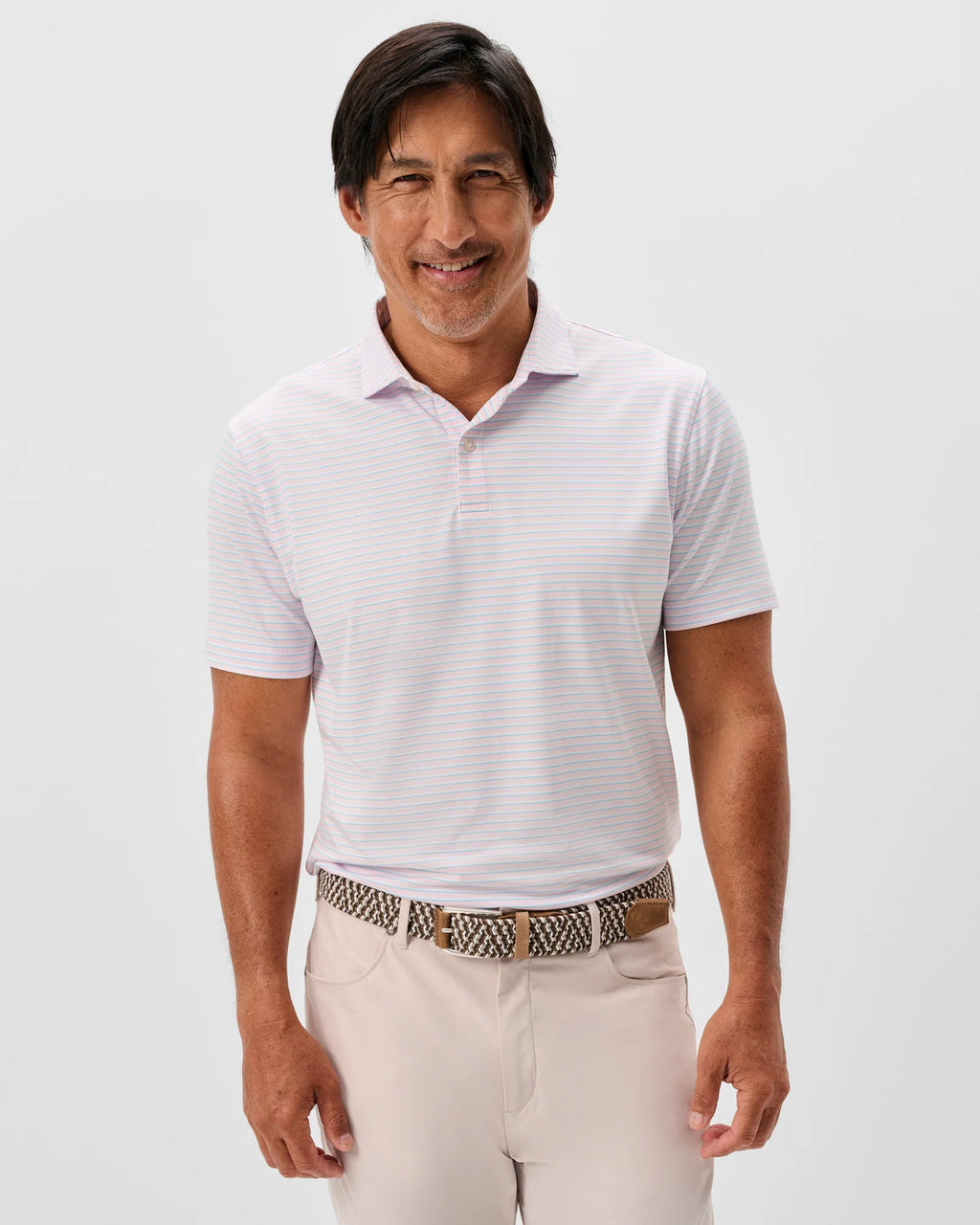 Johnnie-O Performance Jersey Polo - Rez Stripe in Lollipop