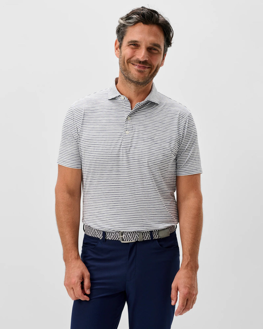 Johnnie-O Performance Featherweight Polo - Seymour Stripe in Navy